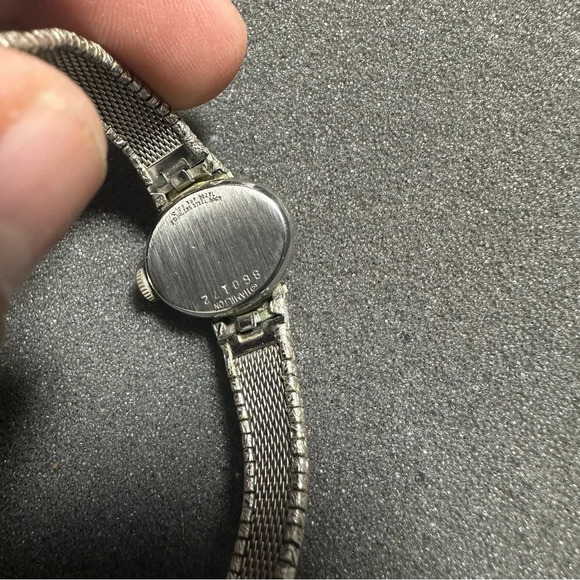 Vintage Hamilton Ladies Mechanical Wind Up Watch Silver Tone Blue Dial 10K R.G.P - Picture 5 of 9